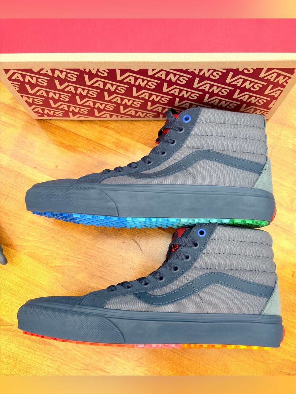 Vans x Hedley & Bennett Men’s Sk8-Hi Sneakers Dark Gray Rainbow Outsole NIB New